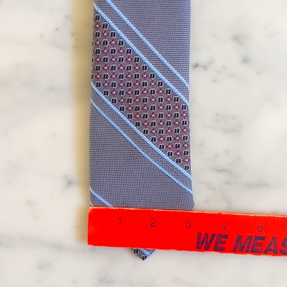 Grey Clip-On Tie with Multicolor Stripes. - Picture 4 of 4